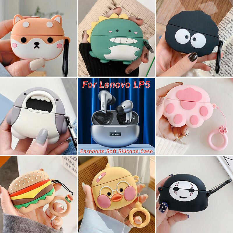 Soft Silicone Earphone Case For Lenovo LP5 TWS Wireless Headphone 3D Cute Cartoon Anime Earbuds Protective Cover Box Accessories