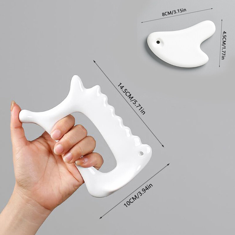 Weiße Keramik Scrap ing Board Gesichts Guasha Handheld Ganzkörper Universal Typ Aku punkt Massage gerät Lymph drainage Massage gerät