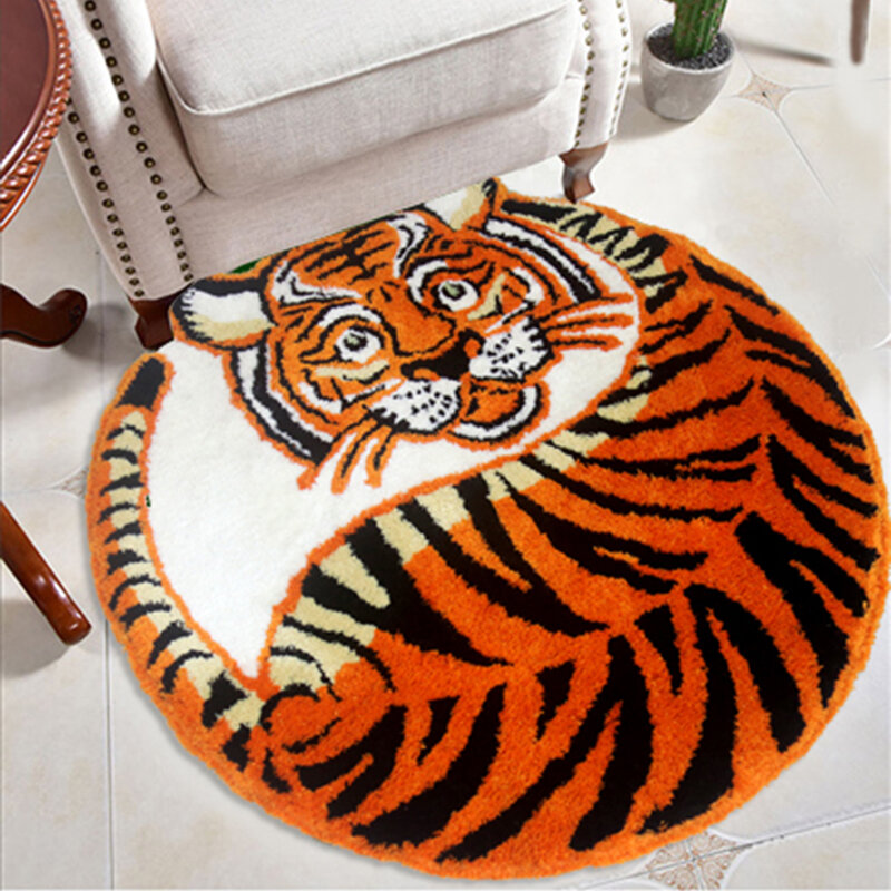 Net red explosion model wholesale quality carpet round tiger mat 80x80cm