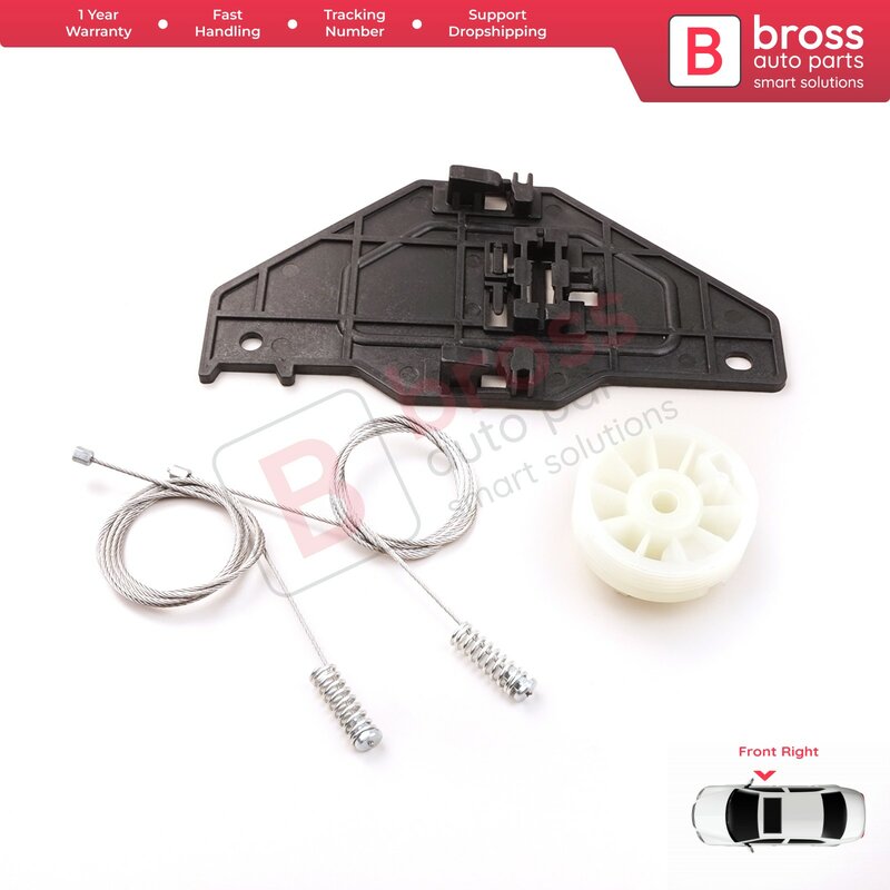 Bross Auto Parts BWR5260หน้าต่างชุดซ่อมด้านหน้าขวา402216EสำหรับCitroen C3 MK2 5ประตู2010-2013. Made Inตุรกี