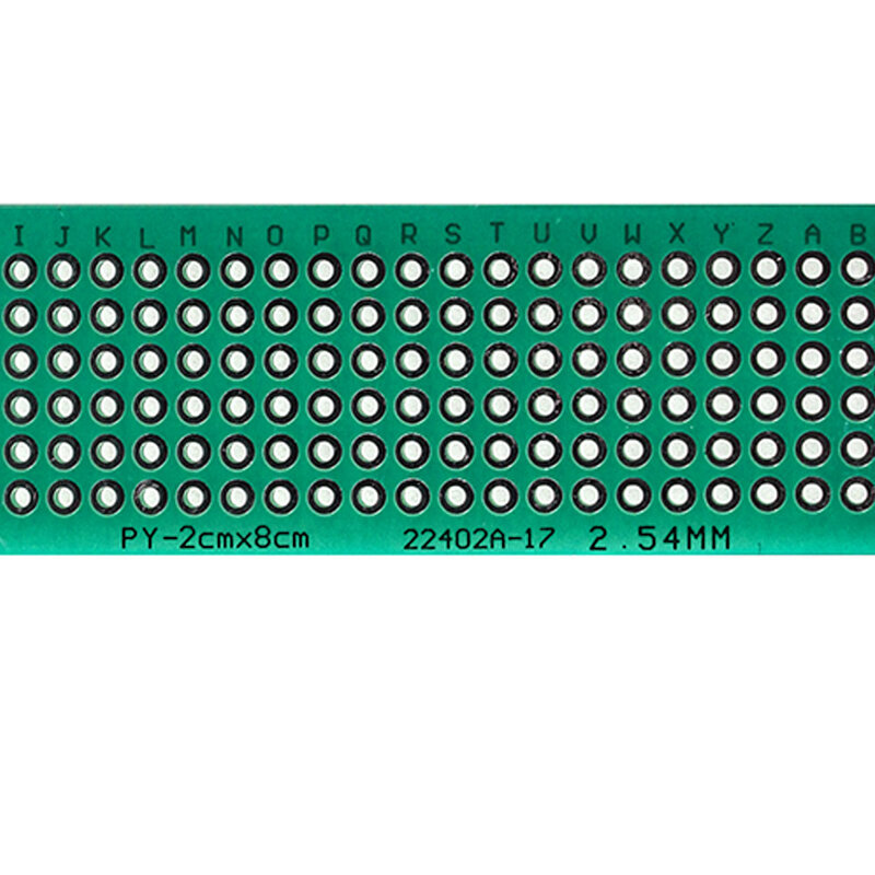 Placa PCB de un solo lado, 5 piezas, 2x8CM, prototipo verde, placas de circuito universales, Kit electrónico
