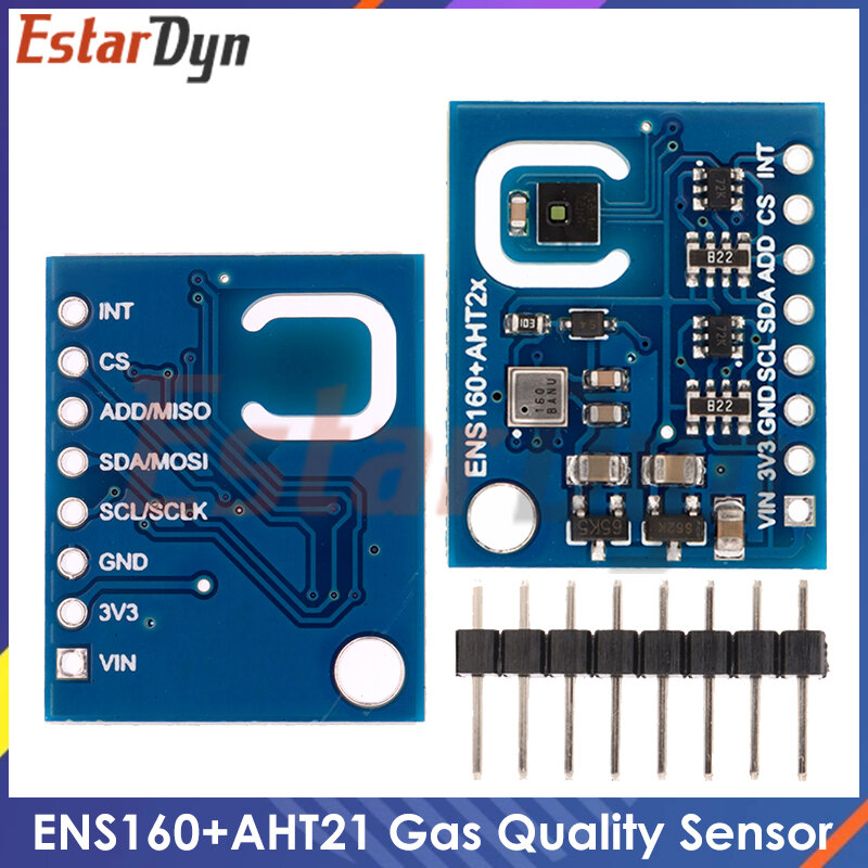 Sensor de calidad del aire, temperatura y humedad, reemplaza CCS811 para Arduino, ENS160 + AHT21, dióxido de carbono, CO2, eCO2, TVOC