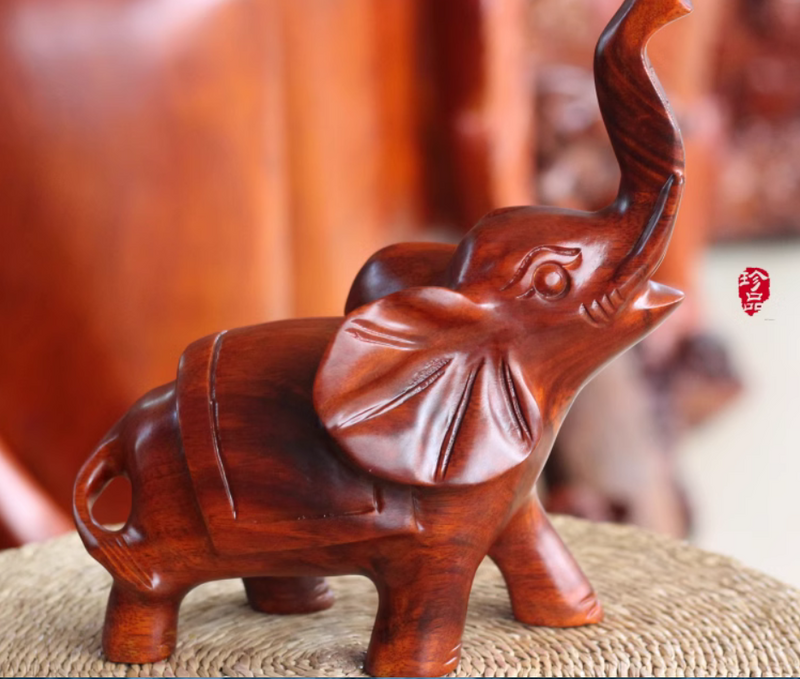 Décoration d'éléphant en bois massif carapté, une paire d'artisanat, salon, maison, meuble TV, bois carapté comme bois mahNestor
