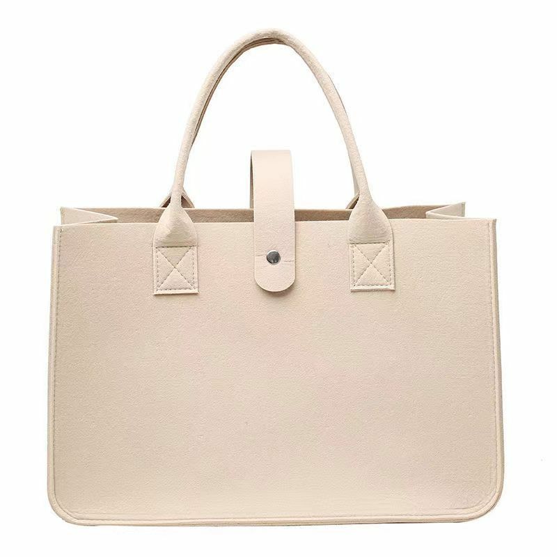 2023 nowa modna torebka kobieca torebka z filcowego materiału o dużej pojemności torby na ramię damskie torebki z podróże zakupy w jednolitym kolorze
