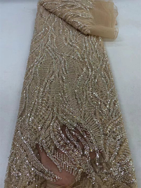 5 ярдов, стандартная ткань 2024, Высококачественная французская сетчатая кружевная ткань, нигерийский материал для женского свадебного платья