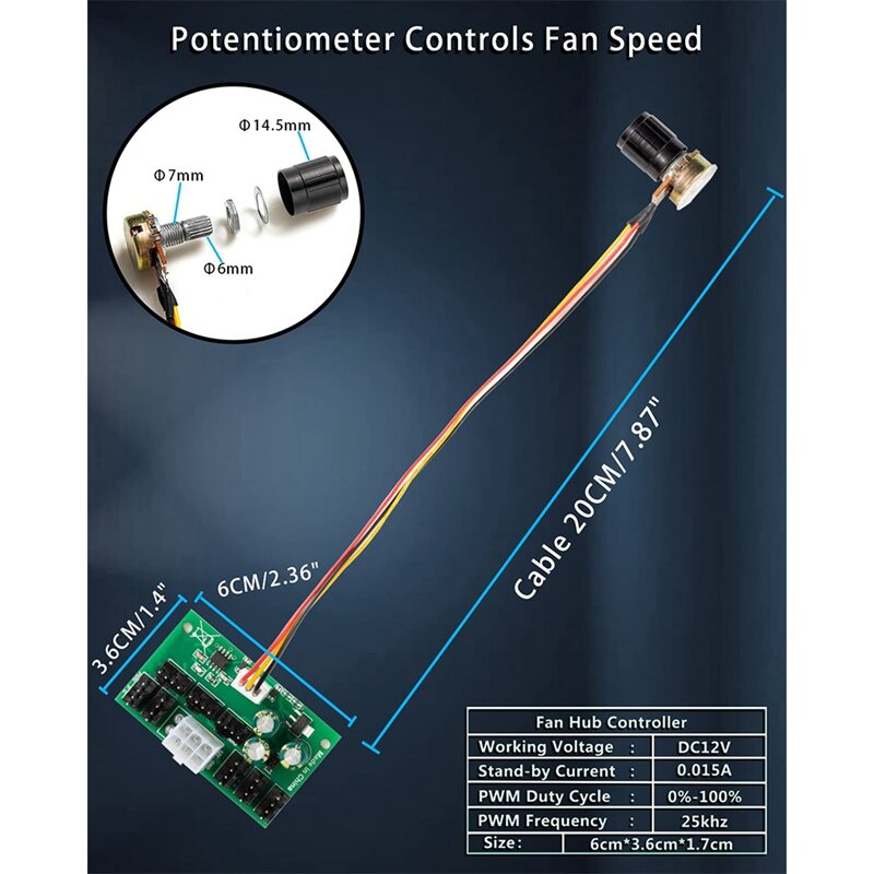 Computer Case Miner Fan Speed Controller 8 Port 4-Pin Fan Hub PWM High-Power Fan Controller Fan Speed Governor
