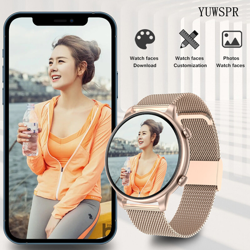 Reloj inteligente ultradelgado para mujer, pulsera deportiva con correa de rastreador deportivo de ritmo cardíaco para hacer llamadas de malla de moda, para Android e IOS, Z31