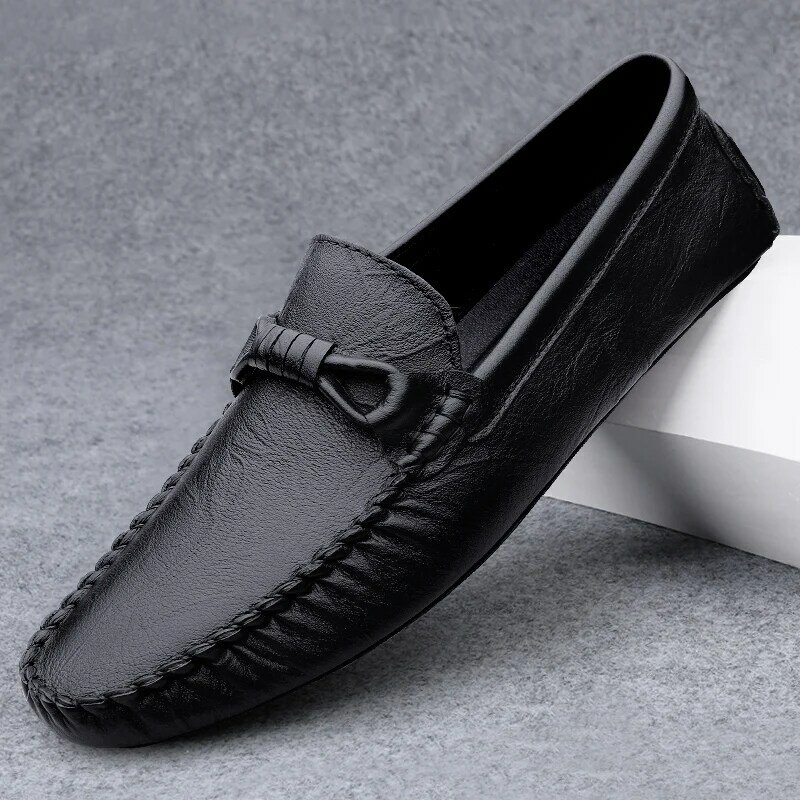 2022 moda italiana mocassins sapatos de couro genuíno deslizamento em apartamentos sapatos casuais para homens casamento formal sapatos