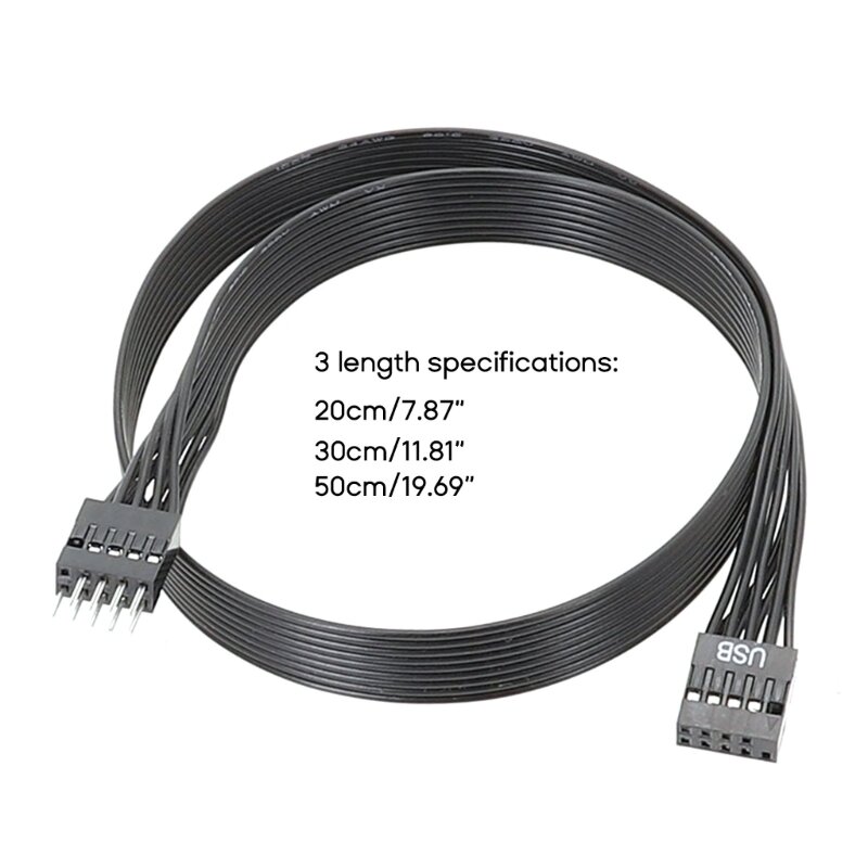 2023 Baru Fleksibel 9-Pin USB2.0 Konverter Kabel USB 9-Pin Adaptor Konektor Pria Wanita Internal (20Cm/30Cm/50Cm)