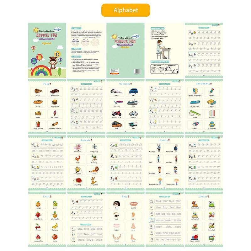 Cuaderno de práctica de escritura para niños en edad preescolar, libro de trazado, letras, números, escritura de dibujo de matemáticas