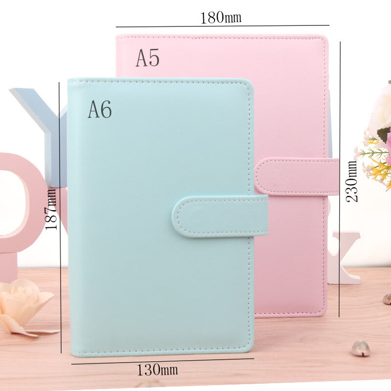 A6 Macaroon Color Laser Glitter PU Leather DIY Binder Notebook Cover Diary Agenda Planner Paper Cover School Stationery