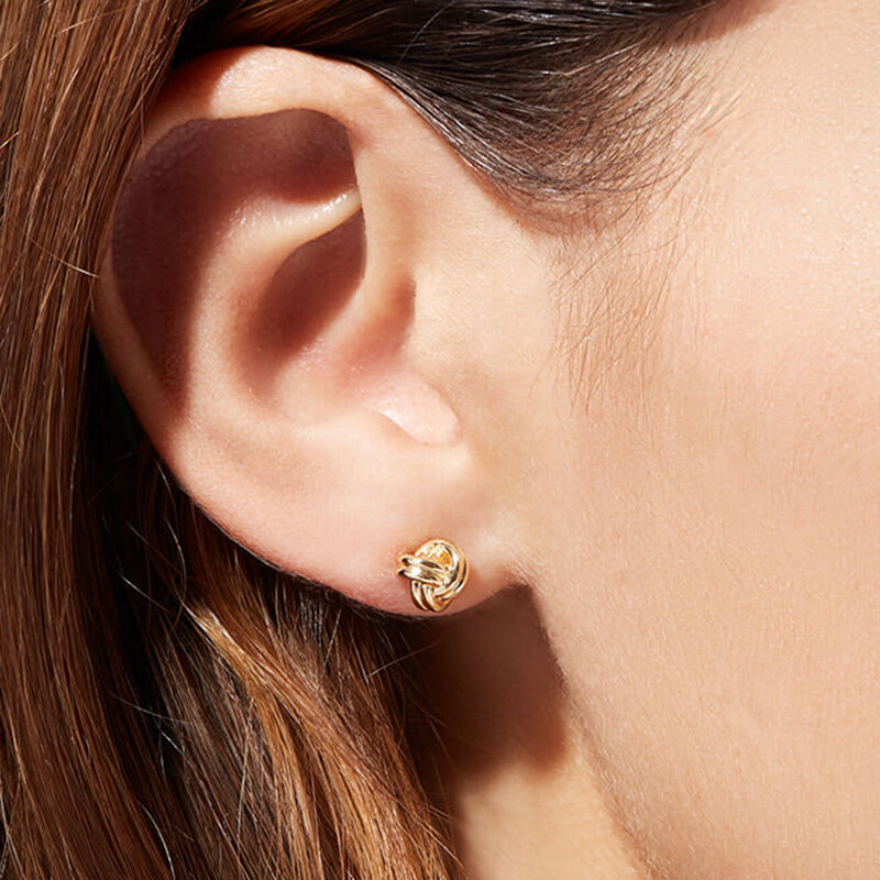 Anting-anting kancing kecil mode jarum telinga perak Sterling 925 untuk wanita anting-anting tindik geometris/HATI/Bintang/bulan perhiasan bagus