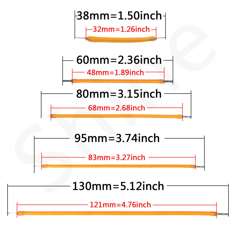 DC3V LED แบบยืดหยุ่น38มม. 60มม. 95มม. 80มม. 130มม. 145มม. 185มม. 260มม. 300มม. ชิ้นส่วนหลอดโคมไฟเอดิสัน