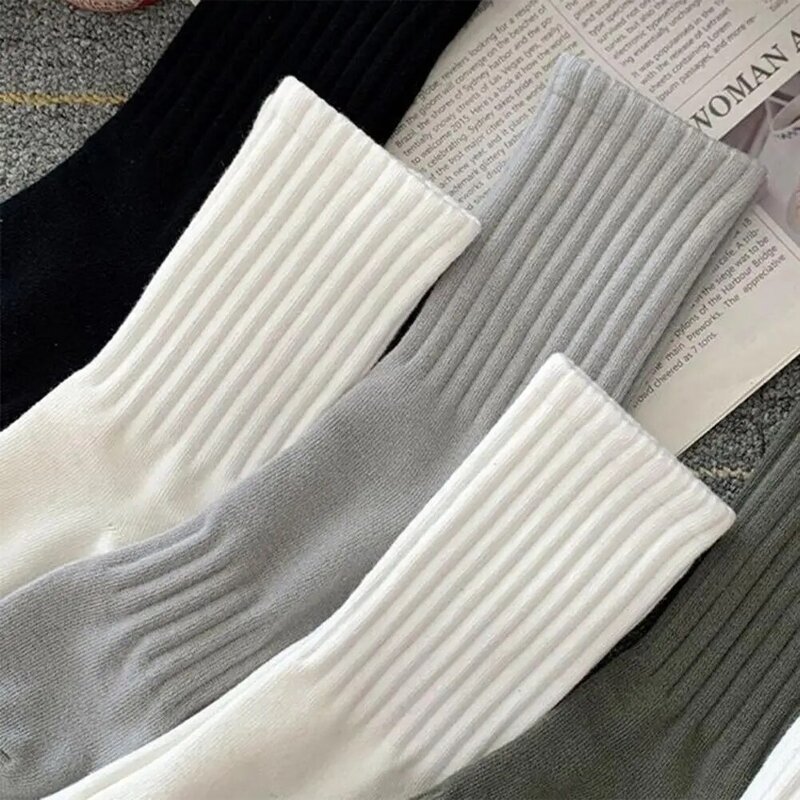 Calcetines cálidos antideslizantes para hombre, medias casuales de negocios, Color sólido, blanco y negro, otoño e invierno, 1 par