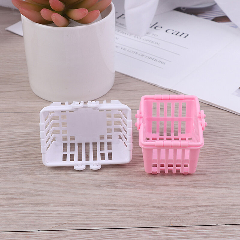 1Pc Dollhouse Miniature Supermarket Shopping Hand Basket Model Accessories