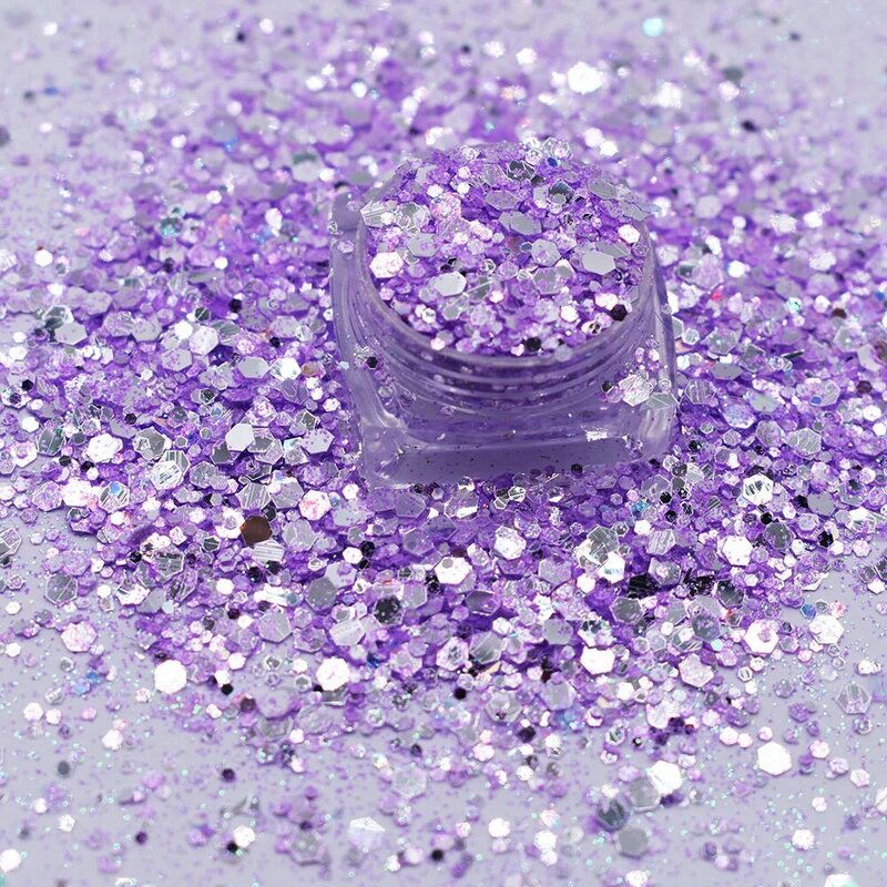 Espejo plateado de purpurina para decoración de uñas, accesorios gruesos de mezcla de purpurina para manualidades, 10 g/bolsa