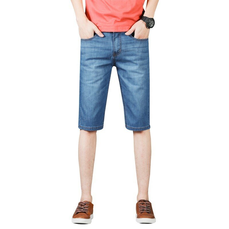 Джинсовые шорты мужские тонкие, повседневные Модные эластичные прямые штаны, лето