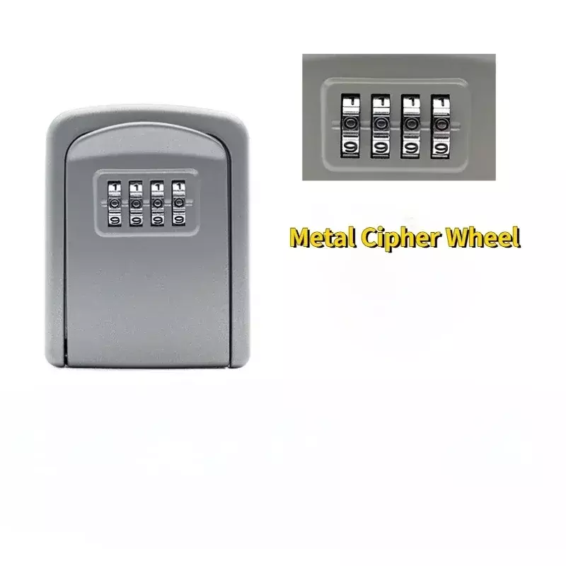 ウォールマウントキーロックボックス、4桁のパスワードコード、セキュリティロック、ホームオフィス用キーなし、シークレット収納ボックスオーガナイザー