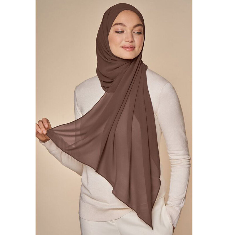 Мусульманский шифоновый хиджаб шарф женский длинный однотонный головной платок для женщин хиджабы шарфы женская мусульманская вуаль Джерси хиджабы