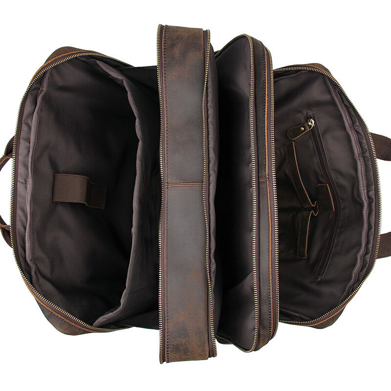 17.3 Inch Laptop Briefcase Genuien Leather Laptop Bag Business Travel Tote Bags Handbags For Men Male Large Brief Case Bag Retro