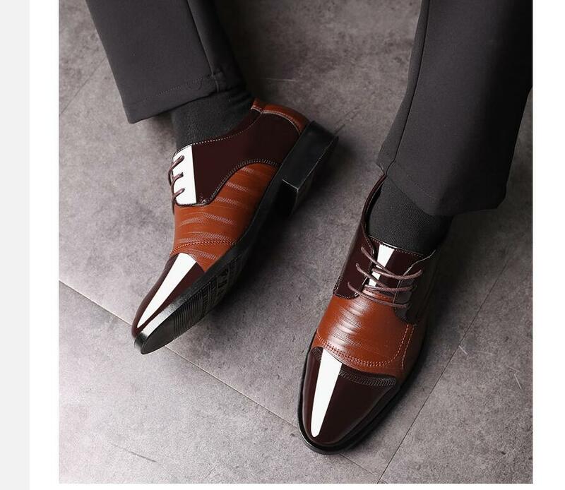 Neue Frühling Herbst neue Männer Schuhe lässige Mode feste Lederschuhe formelle Business flache runde Zehen leichte atmungsaktive Schnürschuhe