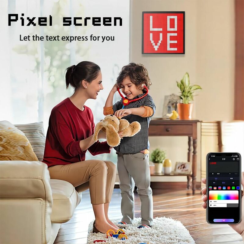 Smart LED Pixel Display para decoração de sala de jogos, RGB Pixel Display, DIY Graffiti Bluetooth App Control Art, Cool Animation Frame, DIY