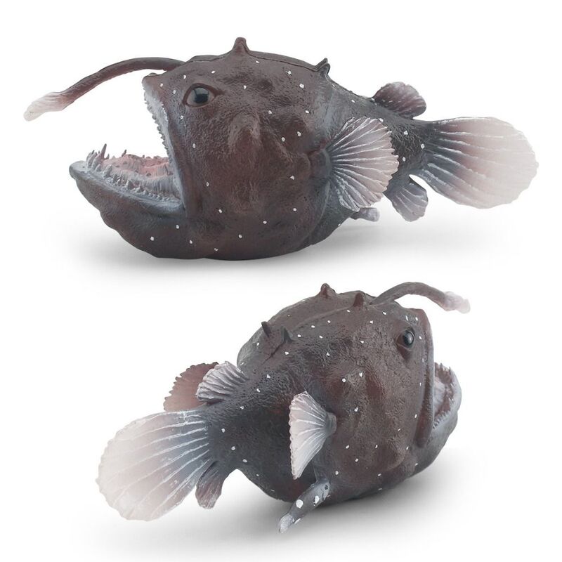 Mini modelo animal marinho portátil, figura do peixe pescador, PVC educacional, simulação do oceano, simulação