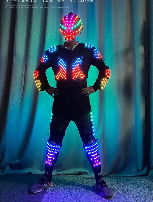 Vêtements LED Shoous pour Homme, Armure Lumineuse, Casque de Crâne, Spectacle de brevsur Scène, Habillage de Robot