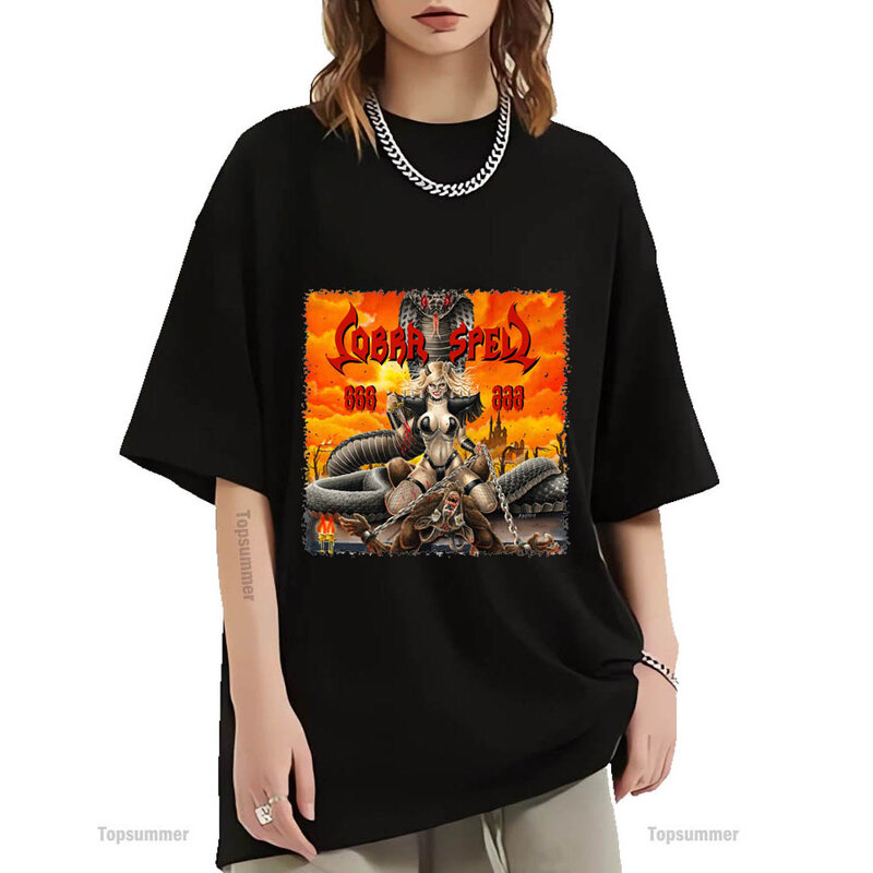 Kaus Album 666 kaus Cobra mantra tur kaus pria Punk Rock 100 katun Tshirts pakaian cetak grafis wanita