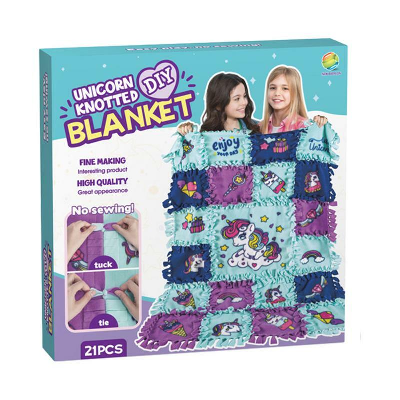 Sem costura velo Throw Kit para meninas, Knotted Design Craft, Confortável e Macio, Home Blanket Making Kit