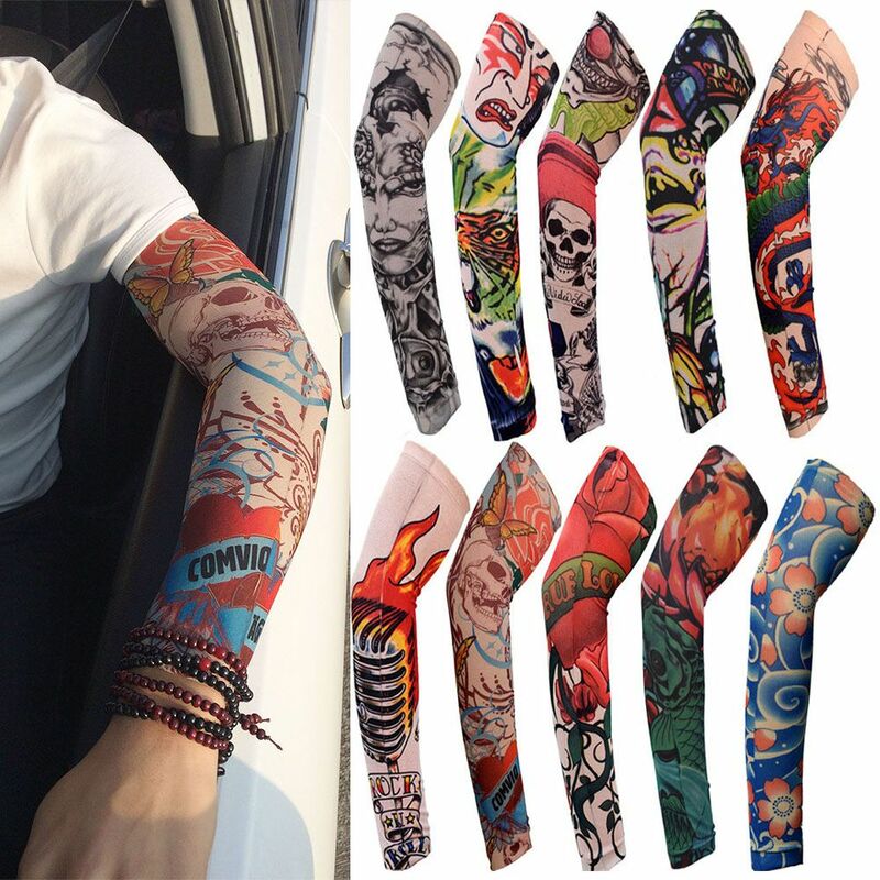 1Pcs New UV Protection Basketball Summer Cooling Running Tattoo Arm Sleeves Sun Protection Arm Cover Flower Arm Sleeves