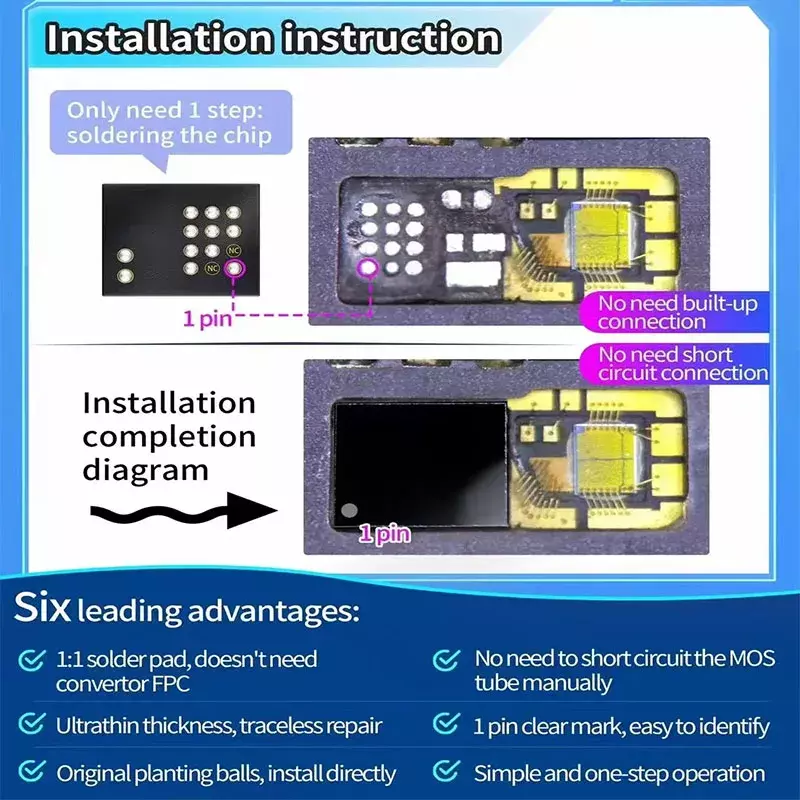 Cip Proyektor Universal Dot JC untuk X-12 Promax IPad Pro4 Tanpa Penggilingan Tanpa Transfer Memerlukan Perbaikan All-In-One Chip Pengenalan Wajah