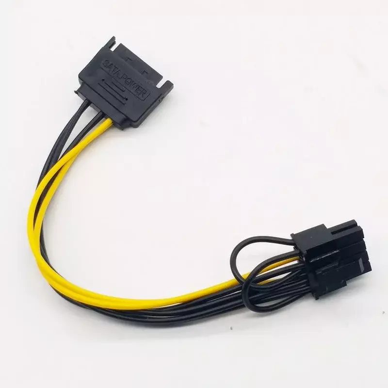 Kabel catu daya PCI-E 20cm, kabel SATA 15 Pin kecepatan tinggi 15 Pin ke 8 pin (6 + 2) PCI-E kabel SATA 15-Pin ke 8 Pin
