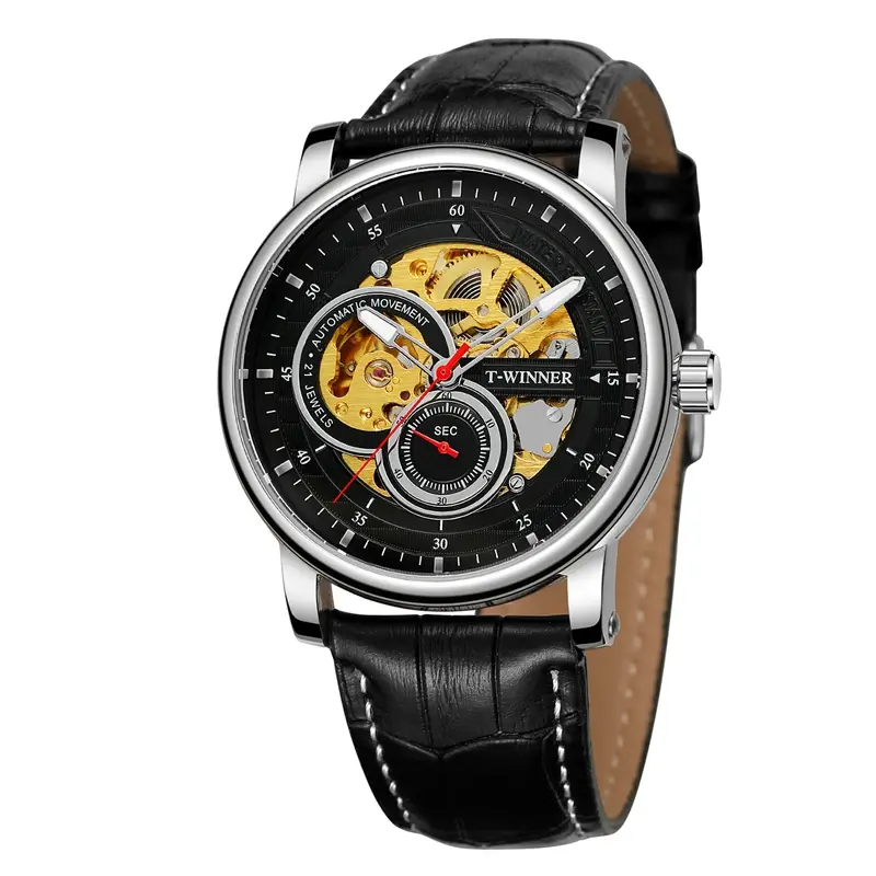 Classic fully automatic mechanical watch, luminous waterproof dual calendar watch, business trend men's watch
