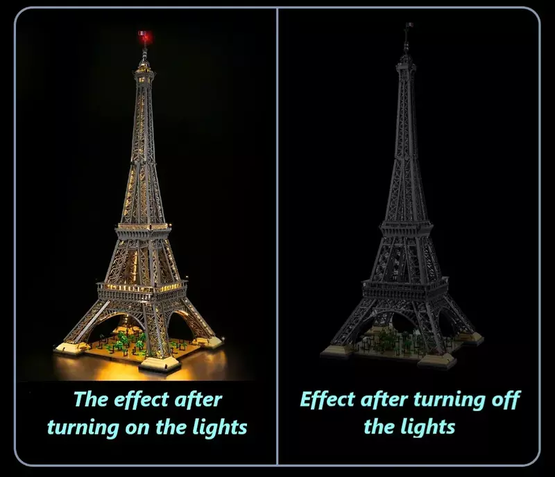 Kit de iluminação Eiffel Tower Architecture, versão RC, única lâmpada, em estoque, novo, 10307, 10001 unidades, 1,5 m