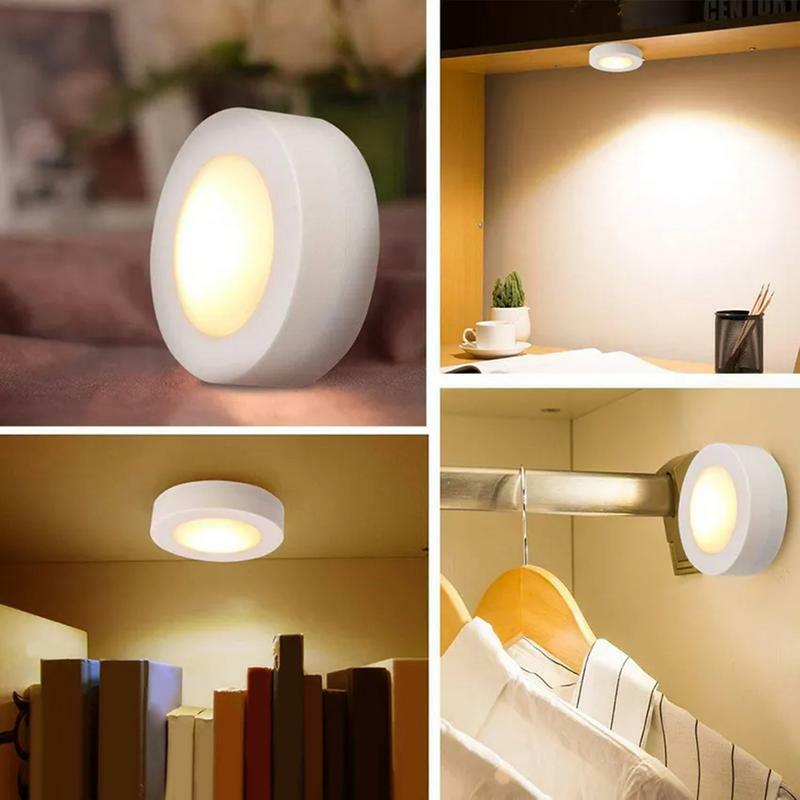 Lampa nocna LED lampka nocna z USB akumulator do szafki kuchennej lampa do szafy krążki świetlne schody bezprzewodowe dekoracyjny element oświetleniowy