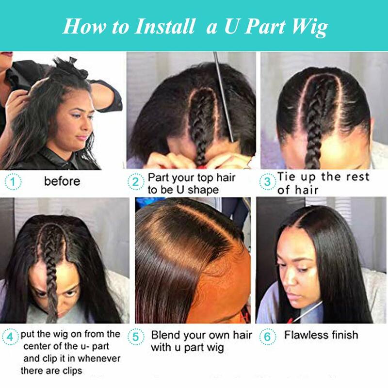 Sleek U Part Wig Straight Bob Human Hair Wigs For Women Short Brazilian Remy Hair Glueless Human Hair Natural Black V Part Wigs