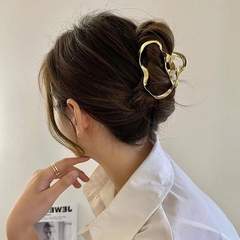 여성용 우아한 골드 컬러 S 자형 금속 머리핀, 한국 헤어 클립, 포니테일 클립, 헤어 액세서리, 패션