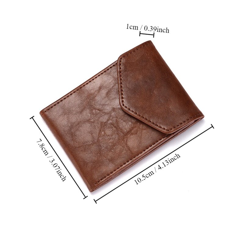 Carteira de couro PU durável para homens, bolsa de moedas ultrafinas, porta-cartão multiuso portátil