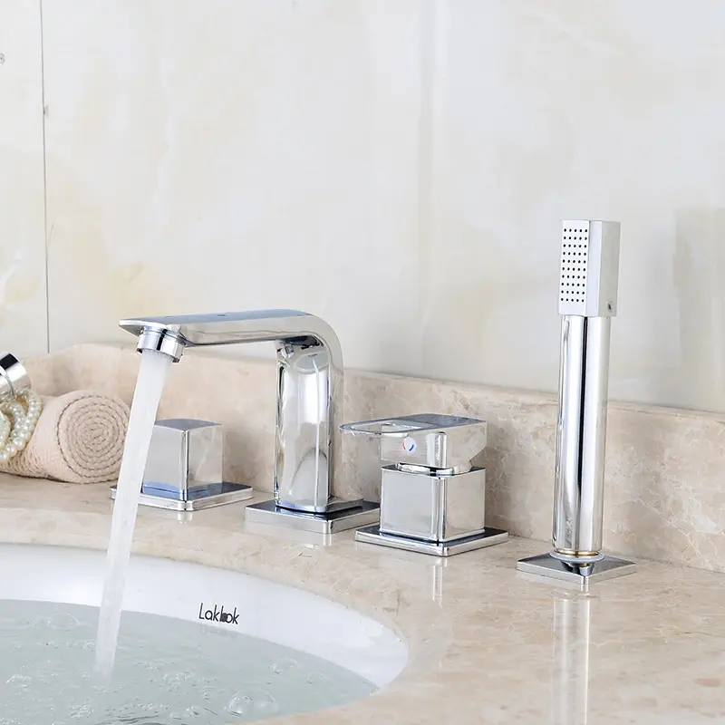Rubinetto per vasca da bagno 4 pezzi rubinetto per lavabo Deck/miscelatore per vasca portatile a parete miscelatore per acqua calda fredda con doccetta