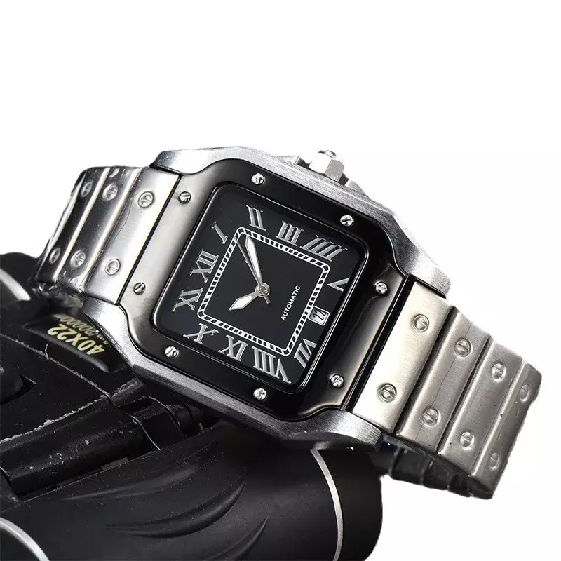 Men's Classic Square Waterproof Watch, Automatic Date Wristwatch, Luxo, Esportes, AAA, Relógios Masculinos, Top Brand, Moda