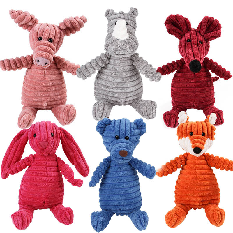 Plush Dog Toys Corduroy for Small Medium Dogs Animal Dog Squeaky Toy Bite Resistant Chew Toy Molar Teeth Cleaning Puppy Toys