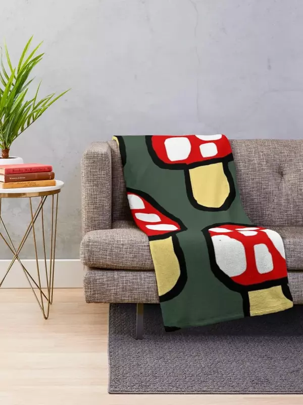 Красивое Одеяло с абстрактным рисунком леса и грибов, мягкое ворсистое одеяло
