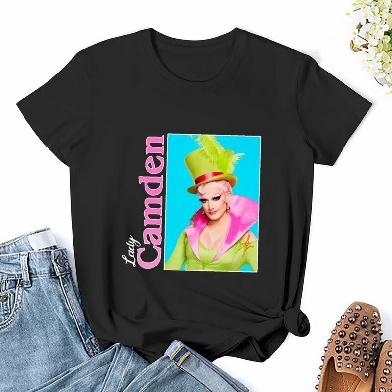 Camiseta de Camden para mujer, tops de talla grande, top gráfico de verano