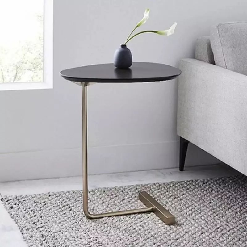 Semplice e moderno tavolino in ferro arte divano tavolo ad angolo comodino pigro lettura tavolino ovale tè bancone in legno massello