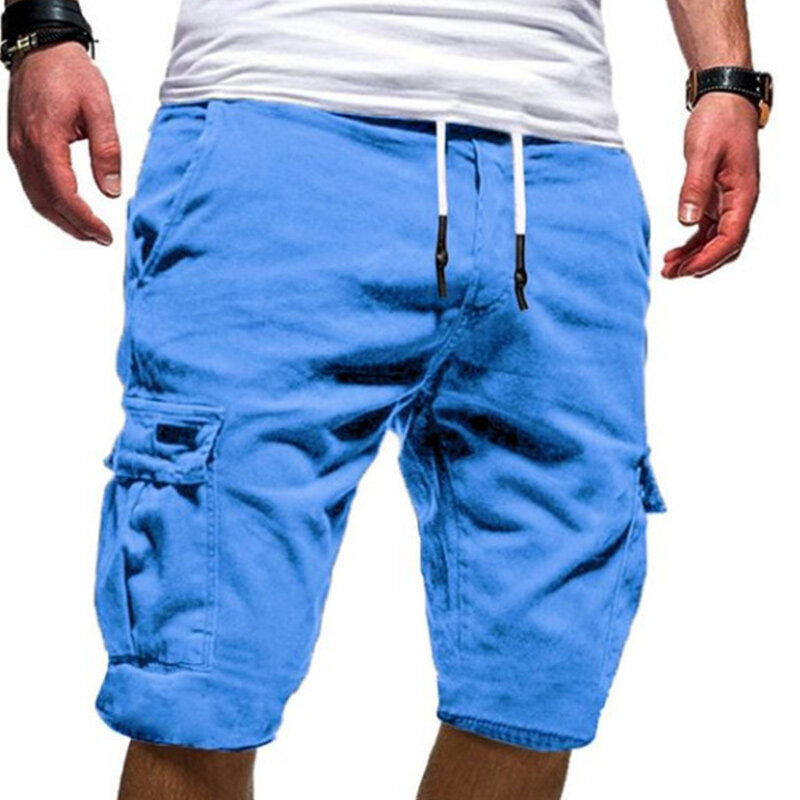2023 Summer Y2K Harajuku All Match Trousers Solid Color Streetwear Elegant Fashion Half Pants Multi Pocket Shorts Men's Clothing