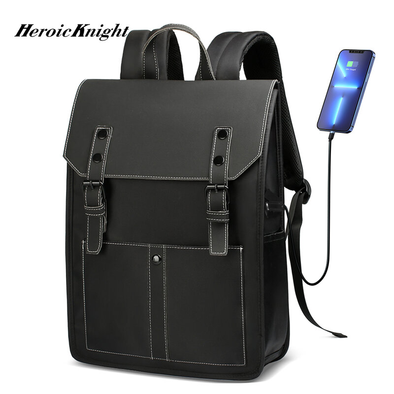 Heroic Knight-mochila escolar Vintage para hombre, bolsa impermeable de gran capacidad para ordenador portátil de 15,6 pulgadas, estética universitaria con USB