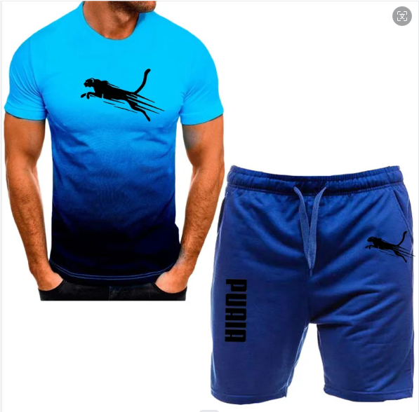 2024 new men's sportswear fitness set running suit casual T-shirt+shorts set breathable jogging sportswear 2-piece set for men