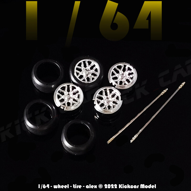 1/64 Wheels Set For Hotwheels with Rubber Tire Single Shaft Diecast Model Car Modified Parts Sports Vehicle Toys Tomica MiniGT