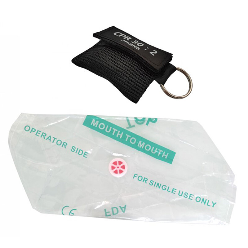 1Pc Cpr Zuurstofapparaat Nood Masker Terugslagklep Ademhalingsapparaatmasker Ehbo-kit Sleutelhanger